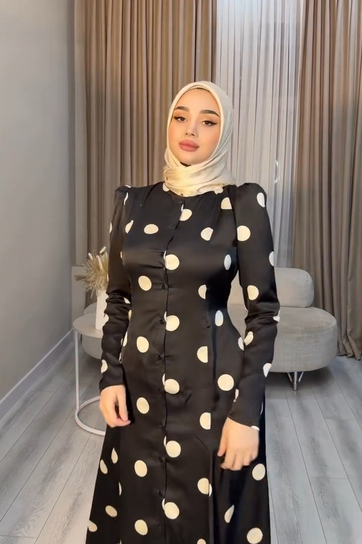 Lina Puff Sleeve Polka Dot Maxi Dress