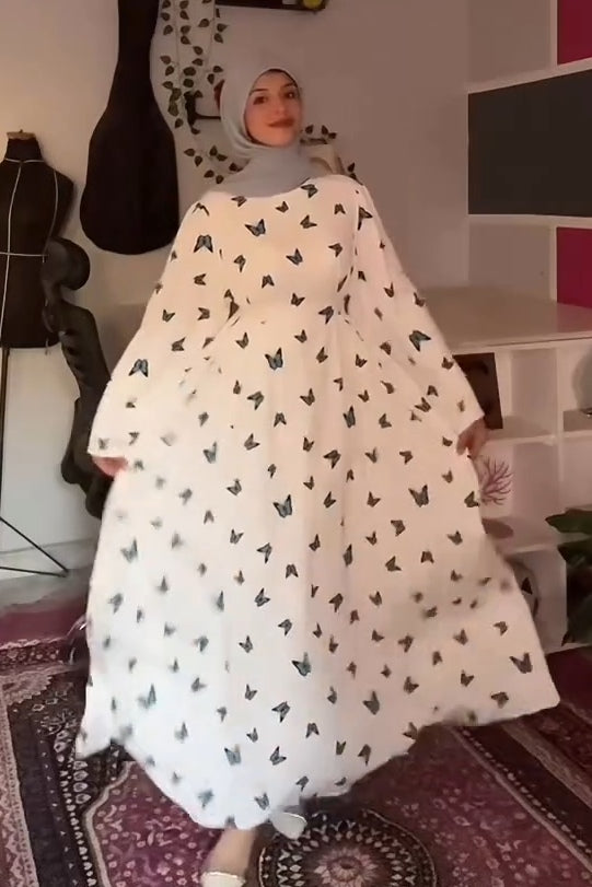 Maya Butterfly Print Swing Maxi Dress