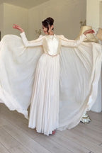 Serena Cape Sleeve Pleated Maxi Gown