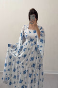 Lyla Blue Floral Square Neck Maxi Dress