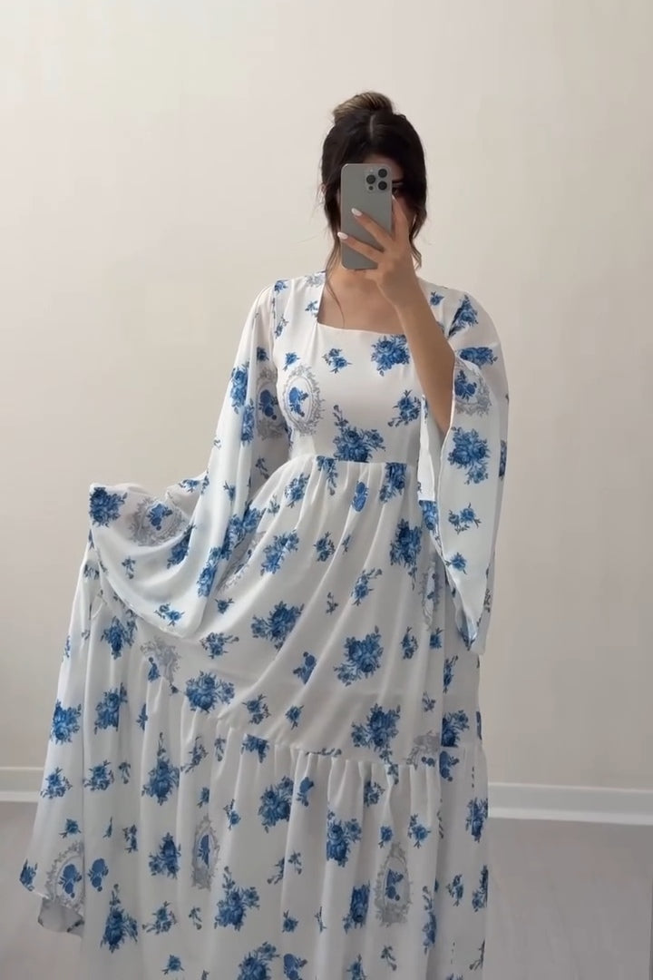 Lyla Blue Floral Square Neck Maxi Dress