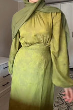 Samira Jacquard Puff‑Sleeve Ruched Mermaid Maxi dress