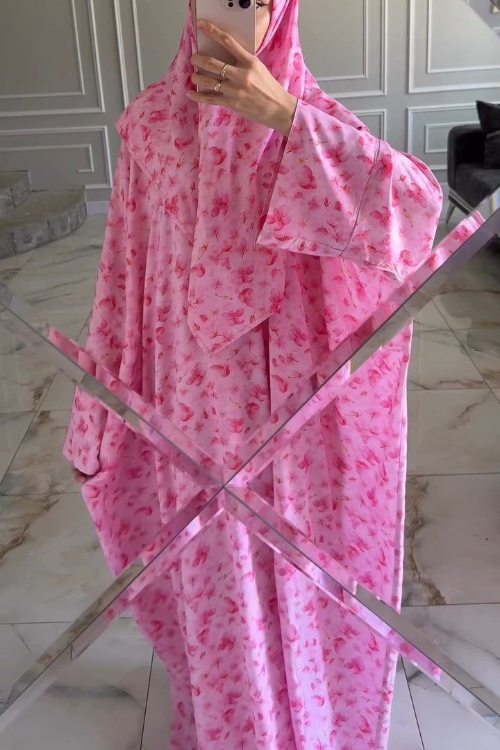 Amara Printed Loose Wide‑Sleeve Abaya