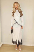 Dania Wrap Lace Trim Two Piece Co-ord-White