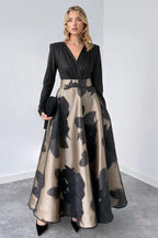 Floral Print High Waist A-Line Maxi Dress