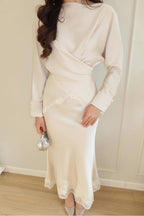 Dania Wrap Lace Trim Two Piece Co-ord-Apricot