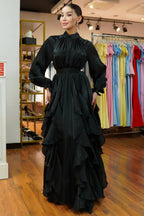 Elegant Slim-Fit Maxi Dress-Black