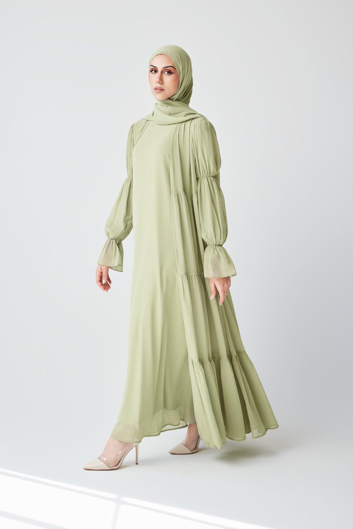 Bohemian Abaya Set-Green