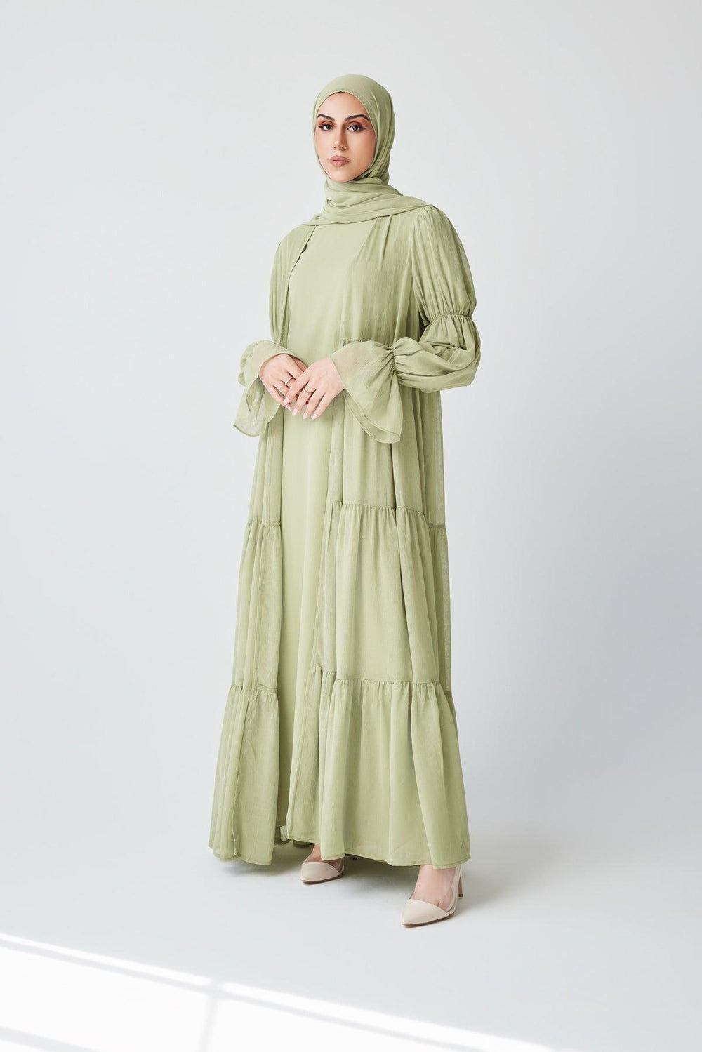 Bohemian Abaya Set-Green