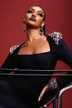 Niaca Rhinestones Bandage Midi Dress	