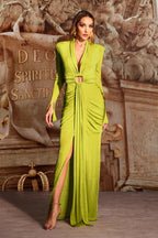 Naomi V-neck Long Sleeves Maxi Dress	