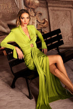 Naomi V-neck Long Sleeves Maxi Dress	