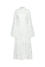 Olivia Mock Neck Lace Maxi Dress-White