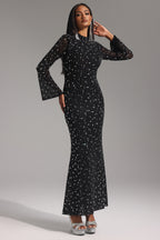 Eurien Choker Long Sleeve Diamond Maxi Dress