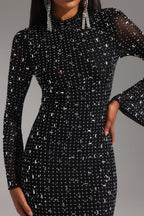Eurien Choker Long Sleeve Diamond Maxi Dress