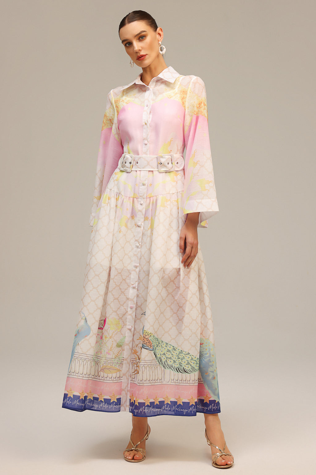 Heloise Long Sleeves  Floral Printed Maxi Dress	
