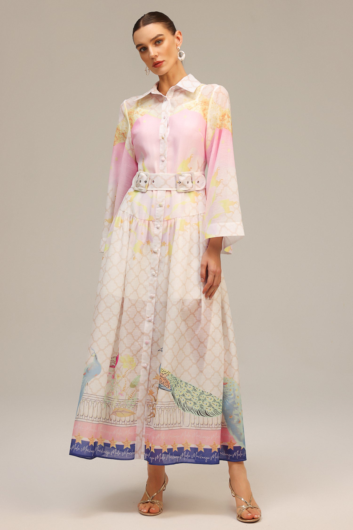 Heloise Long Sleeves  Floral Printed Maxi Dress	