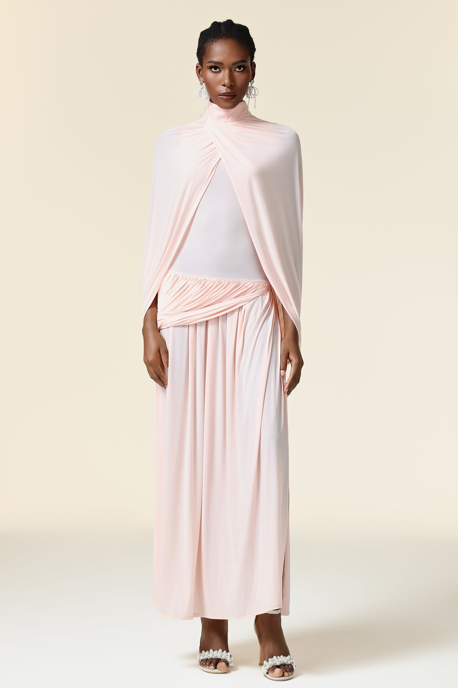 Martha Asymmetric Folds Maxi Dress	