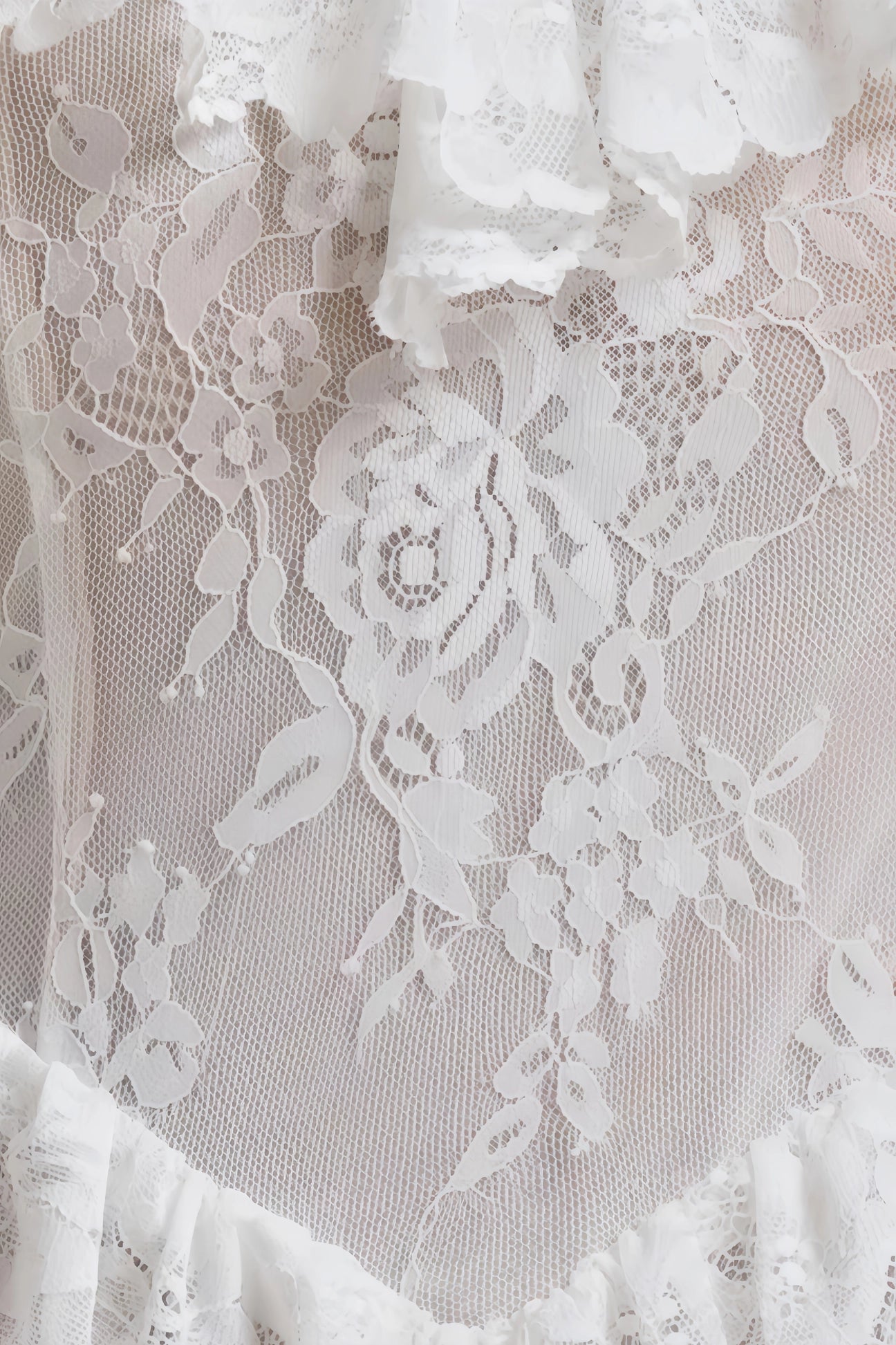 Coveie Lace Ruffle Maxi Dress - White