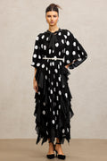 Quanne Short Sleeves Folds Maxi Dress	