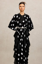 Quanne Short Sleeves Folds Maxi Dress	