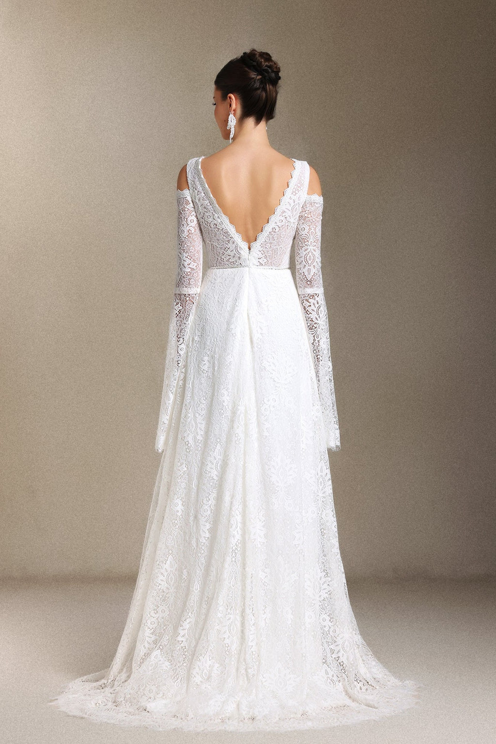 Eren V-neck Bohemia Lace Trailing maxi wedding dress	