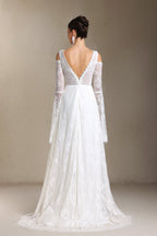 Eren V-neck Bohemia Lace Trailing maxi wedding dress	