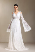 Eren V-neck Bohemia Lace Trailing maxi wedding dress	