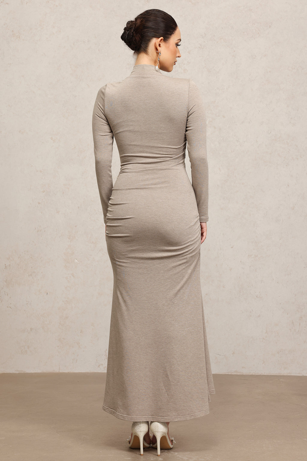 Novah Long Sleeves Folds Fishtail Maxi Dress	