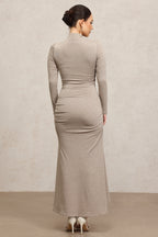 Novah Long Sleeves Folds Fishtail Maxi Dress	