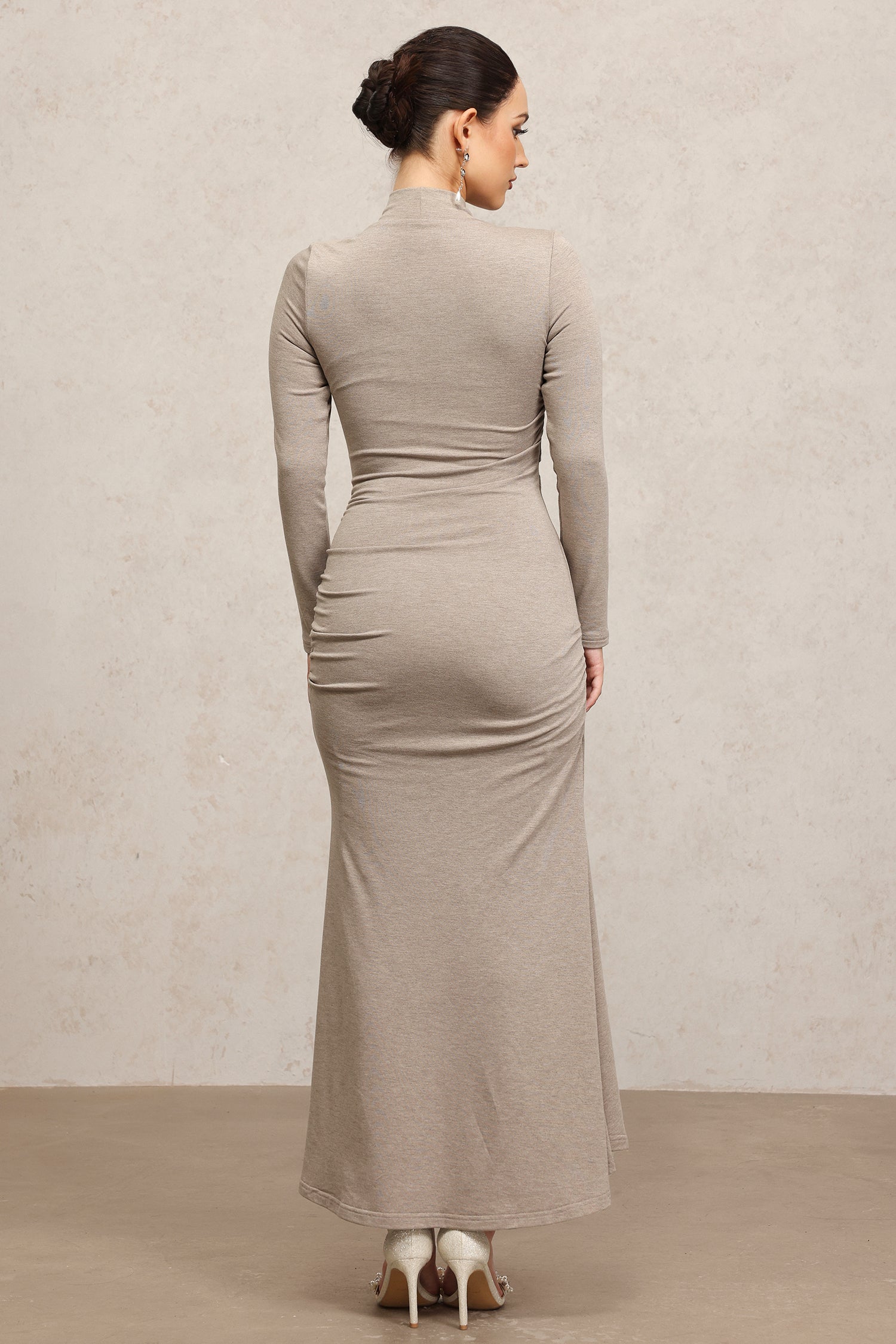 Novah Long Sleeves Folds Fishtail Maxi Dress	