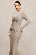 Novah Long Sleeves Folds Fishtail Maxi Dress	