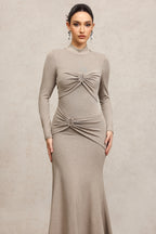 Novah Long Sleeves Folds Fishtail Maxi Dress	