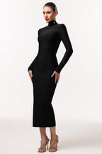 Easton Classic Contour High Neck Long Sleeve Bandage Maxi Dress	