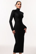 Easton Classic Contour High Neck Long Sleeve Bandage Maxi Dress	