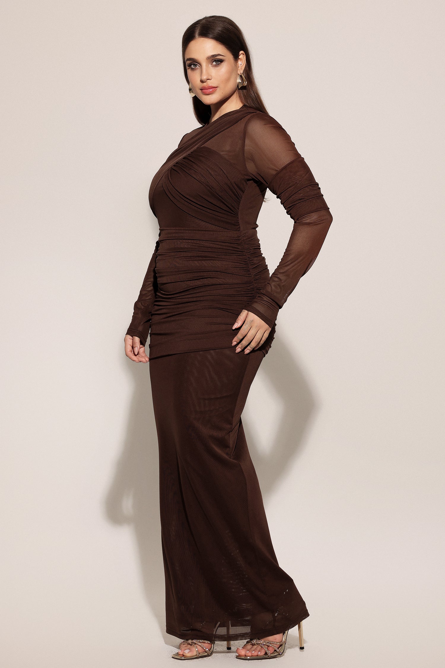 Yvaine Long Sleeve Fold Maxi Dress	