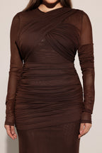 Yvaine Long Sleeve Fold Maxi Dress	