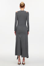 Silas Chic Contour Cut Out Long Sleeve Knot Knit Maxi Dress	