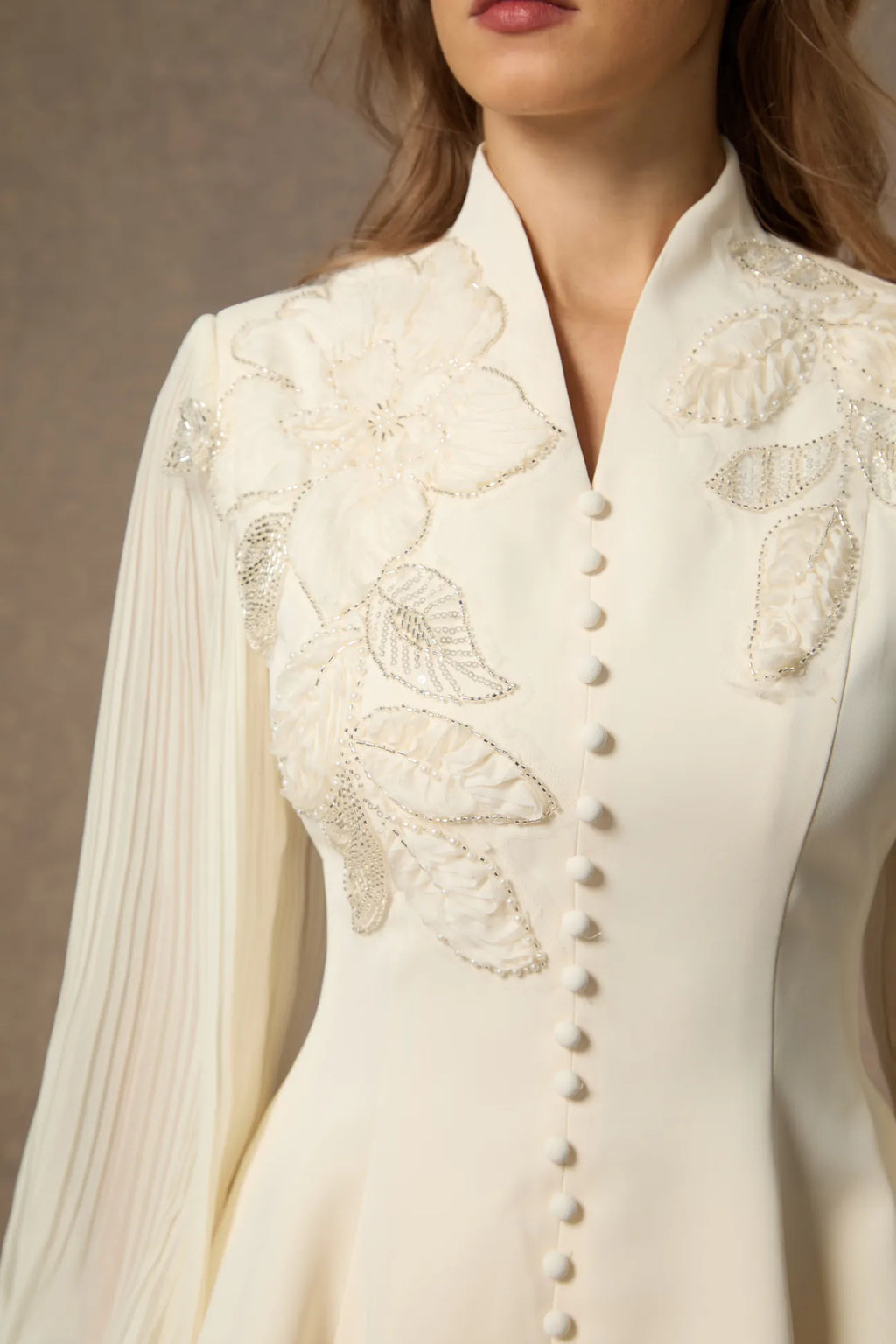 Diana Embroidered Peplum Skirt Set-White