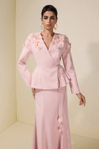 Sara Floral Peplum Wrap Skirt Co-ord-Pink