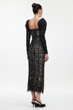 Fenby Contour Long Sleeve Ruched Lace Maxi Dress	