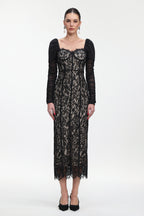 Fenby Contour Long Sleeve Ruched Lace Maxi Dress	