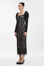 Fenby Contour Long Sleeve Ruched Lace Maxi Dress	