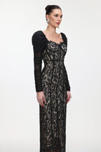 Fenby Contour Long Sleeve Ruched Lace Maxi Dress	