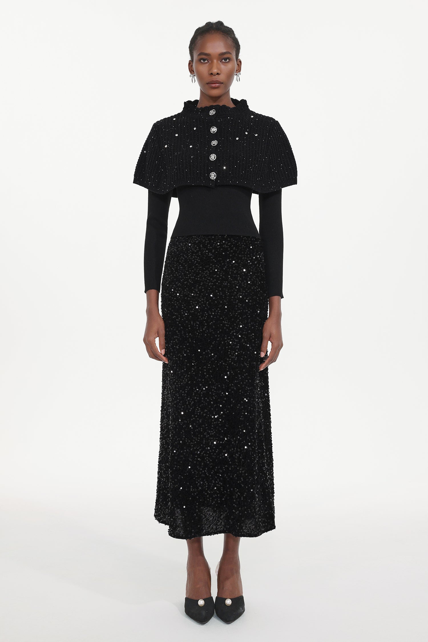 Winmy Elegant Embellished Sequin Three-Piece Set	