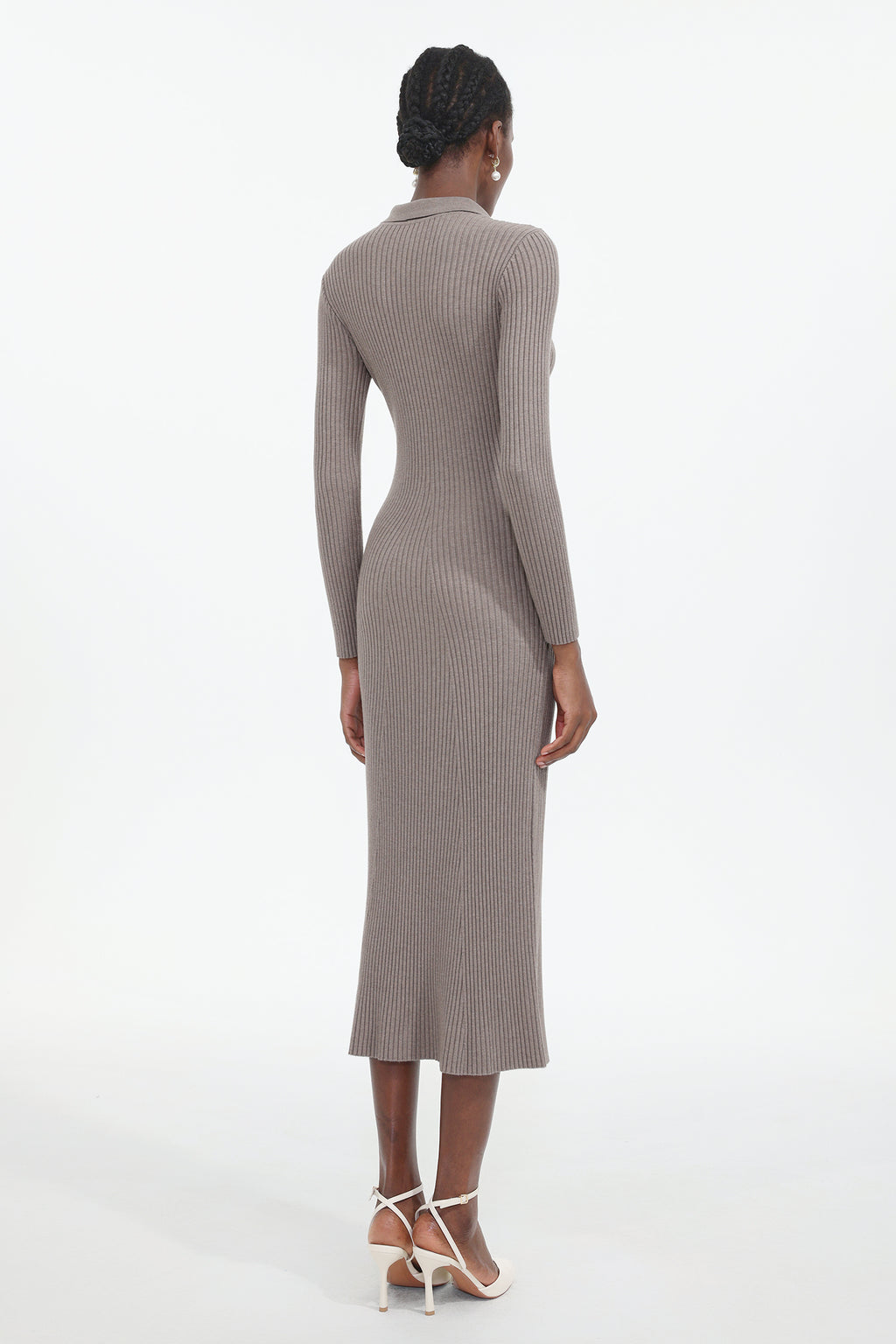 Dinah Elegant Contour Long Sleeve Knit Maxi Dress	