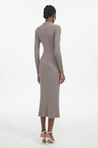 Dinah Elegant Contour Long Sleeve Knit Maxi Dress	
