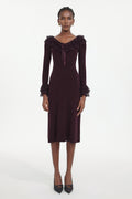 Darja Romantic Flowy Long Sleeve Lace Knit Midi Dress	