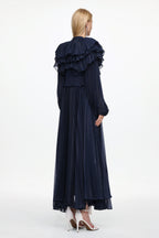 Sagoni Elegant Flowy Long Sleeve Tiered Ruffle Maxi Dress	