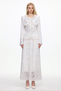 Saga Romantic Tailored Long Sleeve Lace Jacket and Skirt Set	
